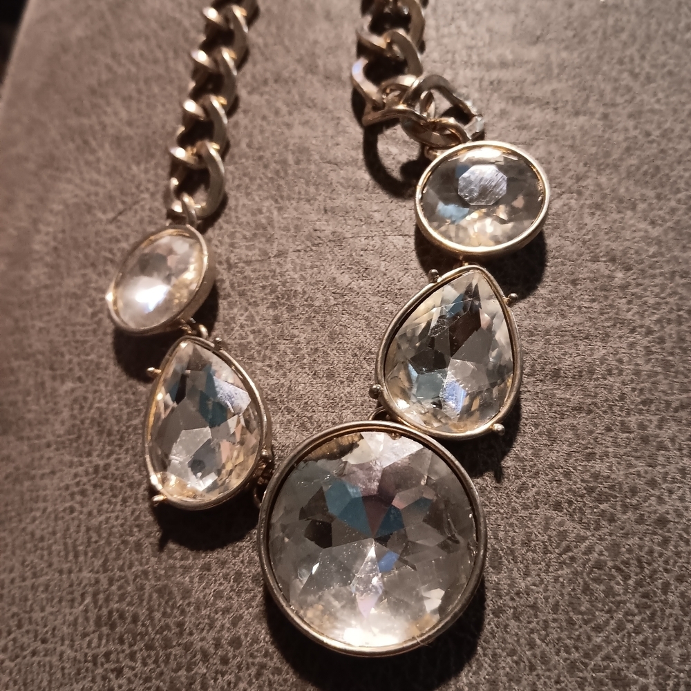 Paparazzi Gold and Silver Vintage-Inspired Necklace with Crystal Accents - Picture 2 of 3